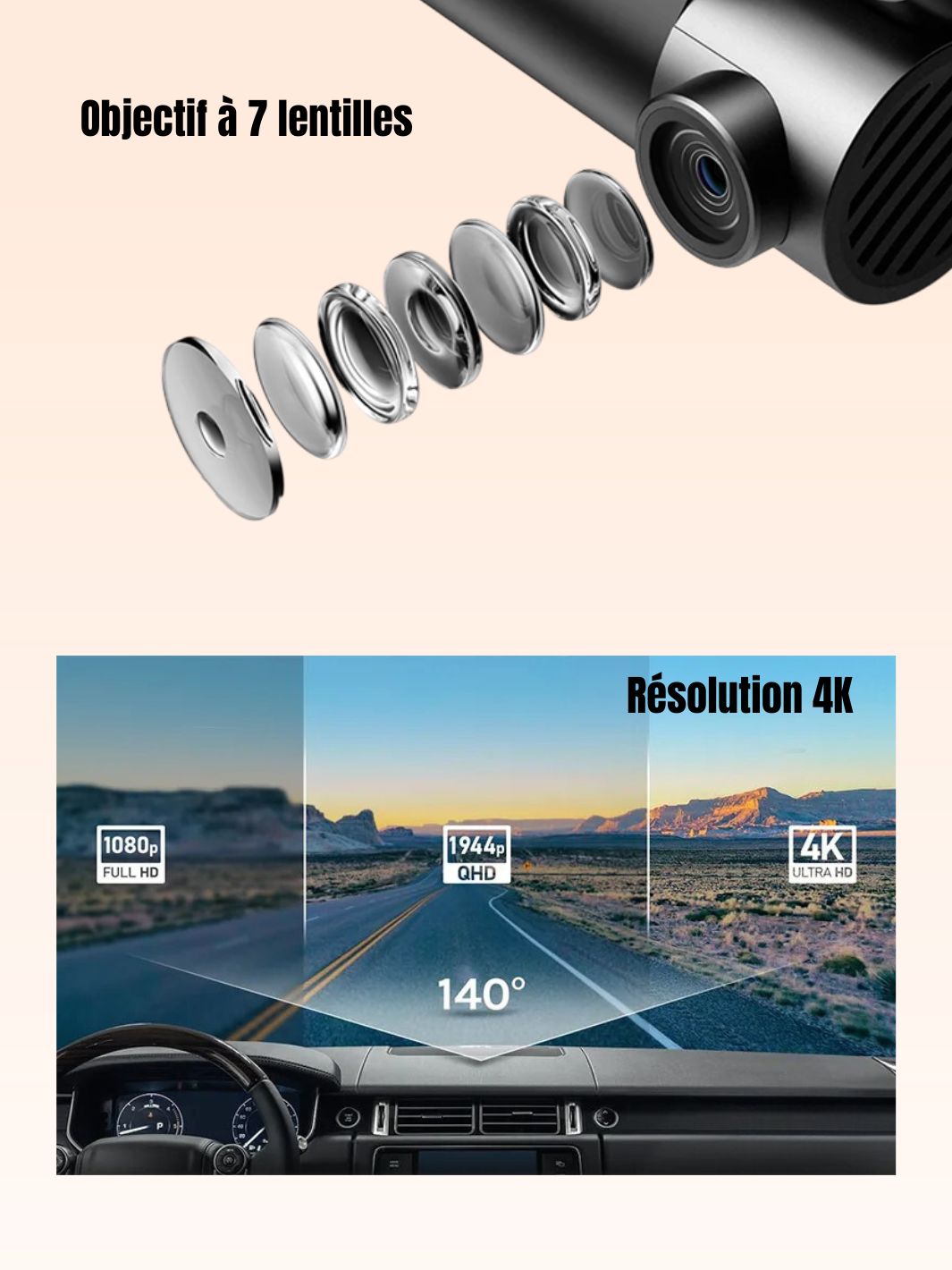 Dashcam voiture 70mai A800S grand angle